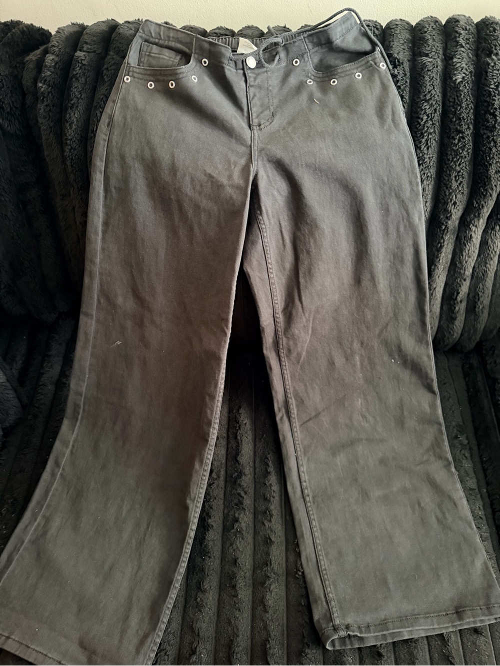No Boundaries Black Flare Jeans with Silver Eyelets